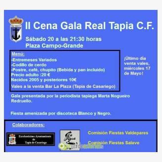 II Cena de Gala Real Tapia C.F. y fiesta 2017