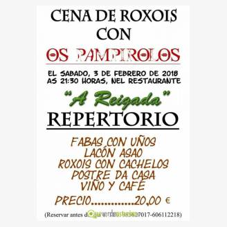 Cena de Roxois 2018 con Os Pampirolos