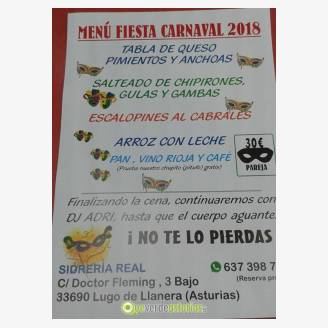 Men de Carnaval 2018 en Sidreria Real