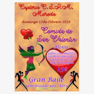 Comida-baile de San Valentn 2019 en el Centro Social de Personas Mayores de Moreda