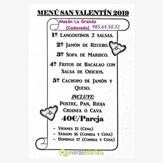 Men de San Valentn 2019 en Mesn La Granda