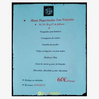 Men degustacin San Valentn 2019 en La Tiza